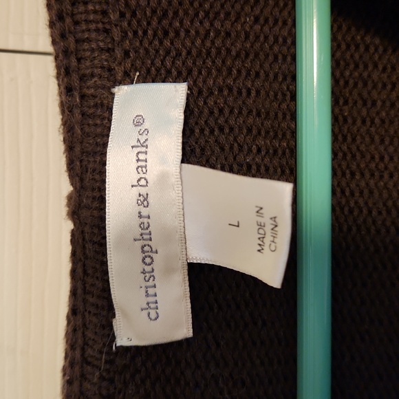 Christopher and Banks Large Hooded Brown Sweater - Picture 2 of 4